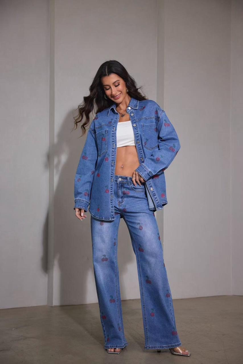 Σετ Jean - jacket cherry